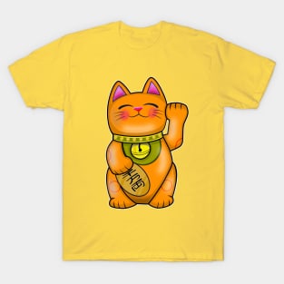 Cute Maneki Neko Lucky Cat For Safe Travels T-Shirt